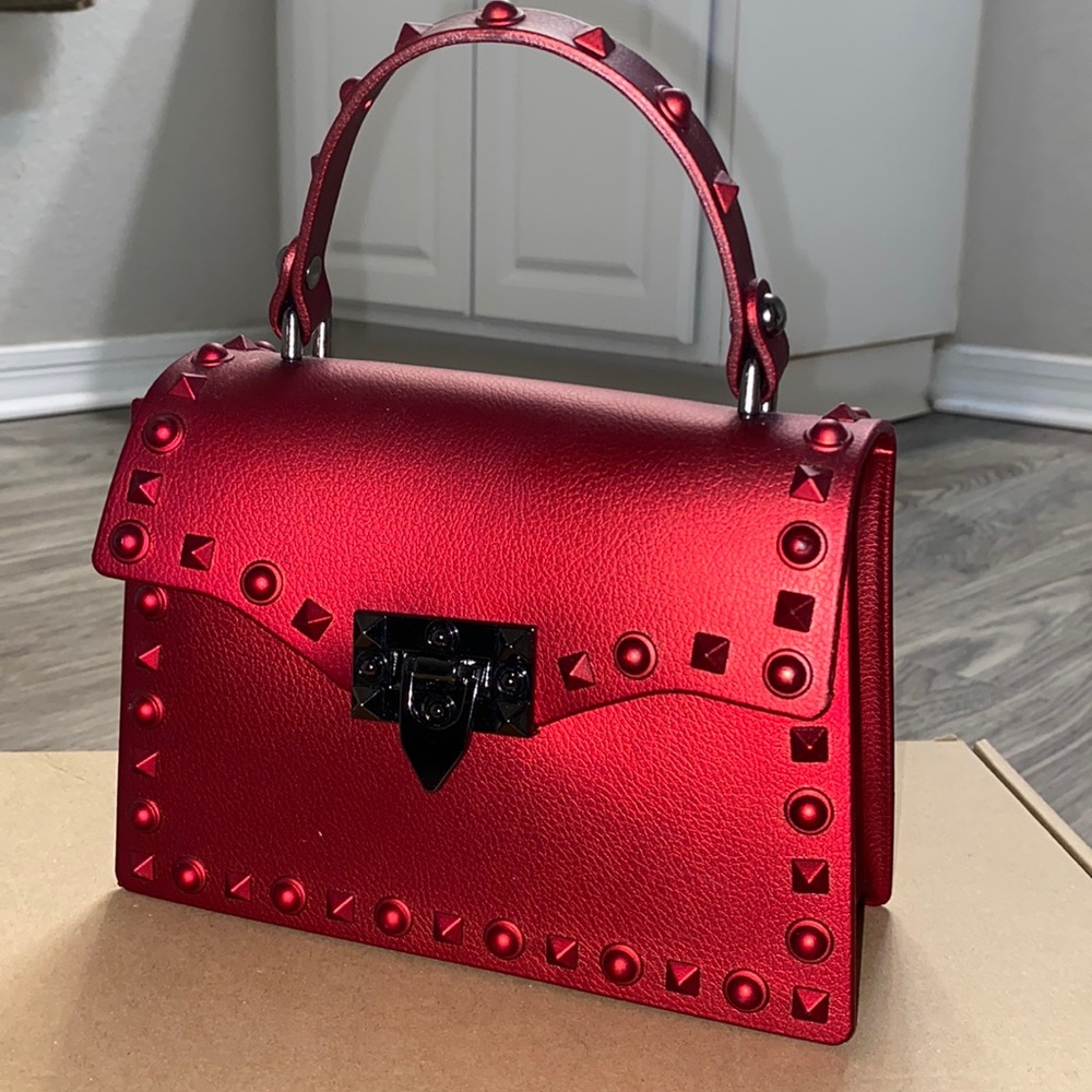 Red Velvet Leather Purse